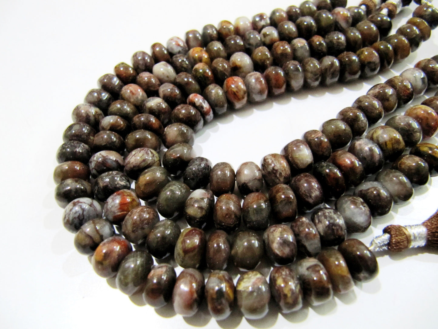 Genuine Chocolate Moonstone Agate Beads / Brown Grey Natural Beads / Smooth Rondelle Beads 8 to 12mm Size Strand 8inch long