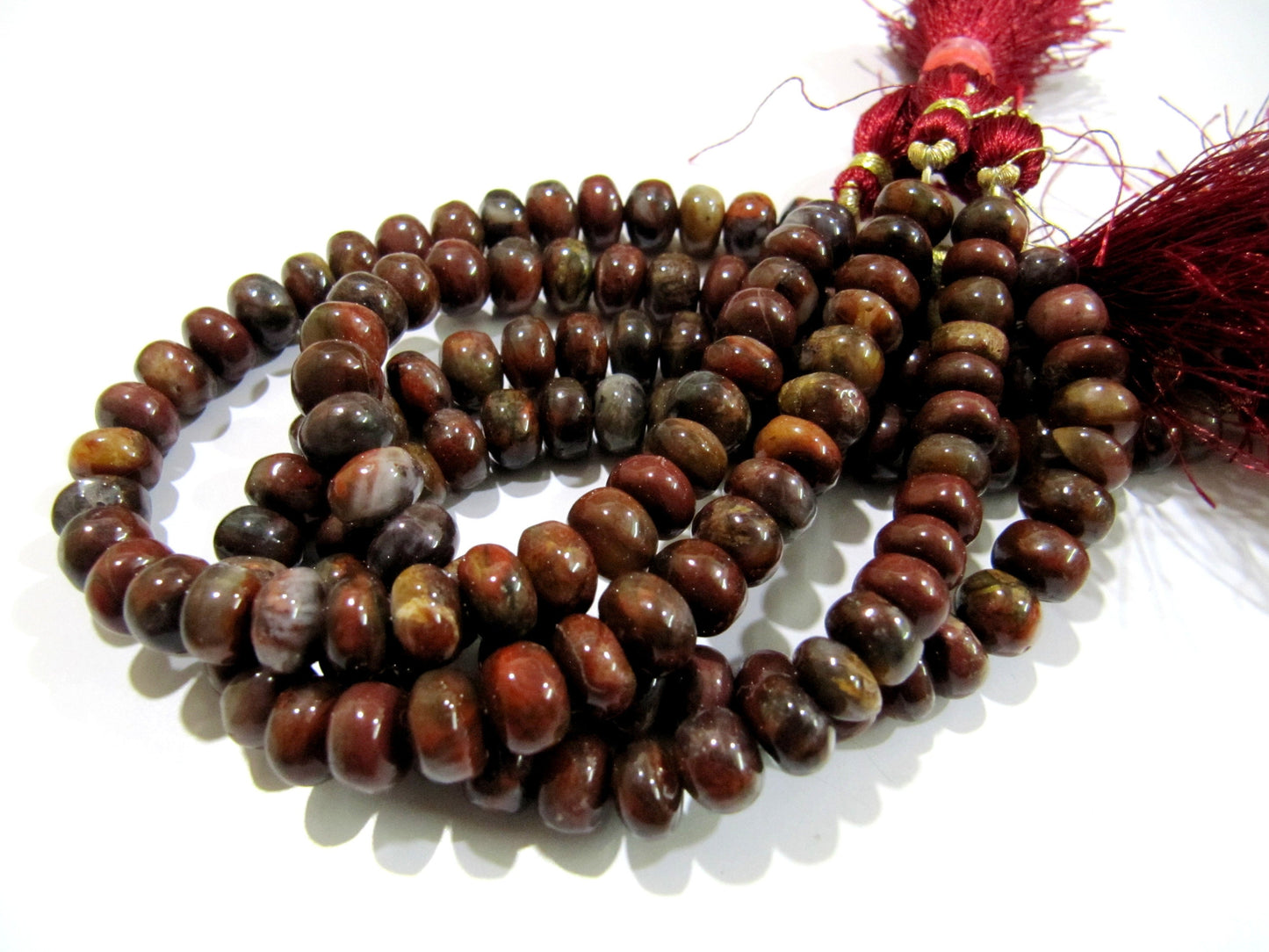 Natural Blood Agate Smooth Rondelle Beads / Red Tiger Eye Jade Beads 8-9mm Size Strand 8 inch long Plain Red Jasper Beads Wholesale Prices