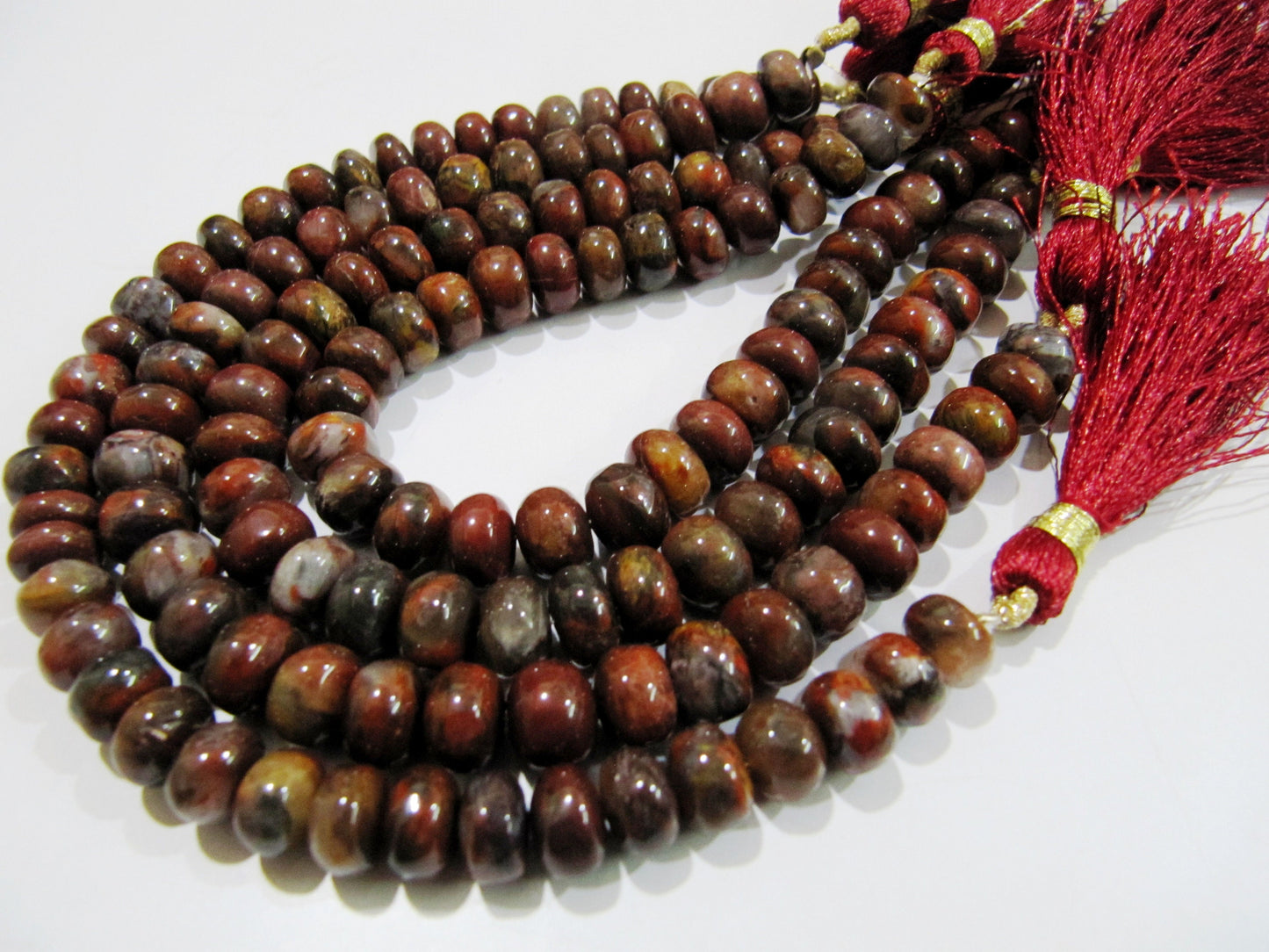 Natural Blood Agate Smooth Rondelle Beads / Red Tiger Eye Jade Beads 8-9mm Size Strand 8 inch long Plain Red Jasper Beads Wholesale Prices