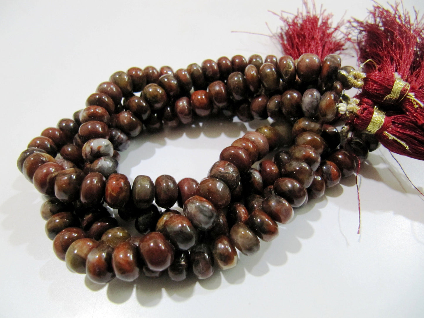 Natural Blood Agate Smooth Rondelle Beads / Red Tiger Eye Jade Beads 8-9mm Size Strand 8 inch long Plain Red Jasper Beads Wholesale Prices