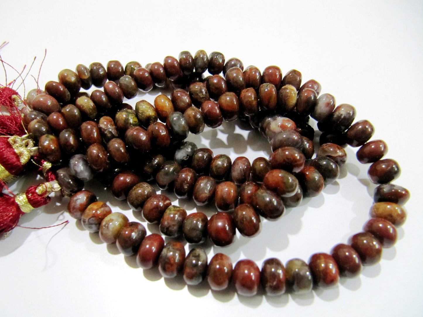 Natural Blood Agate Smooth Rondelle Beads / Red Tiger Eye Jade Beads 8-9mm Size Strand 8 inch long Plain Red Jasper Beads Wholesale Prices