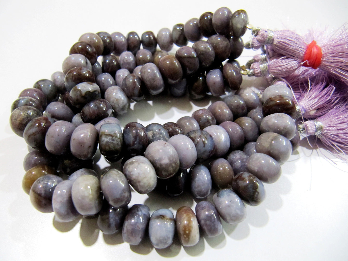 Natural Blood Agate Rondelle Smooth Beads / Purple Grey Agate Plain Beads / Natural Jade Beads Size 11-12mm Sold per Strand 8 inch long