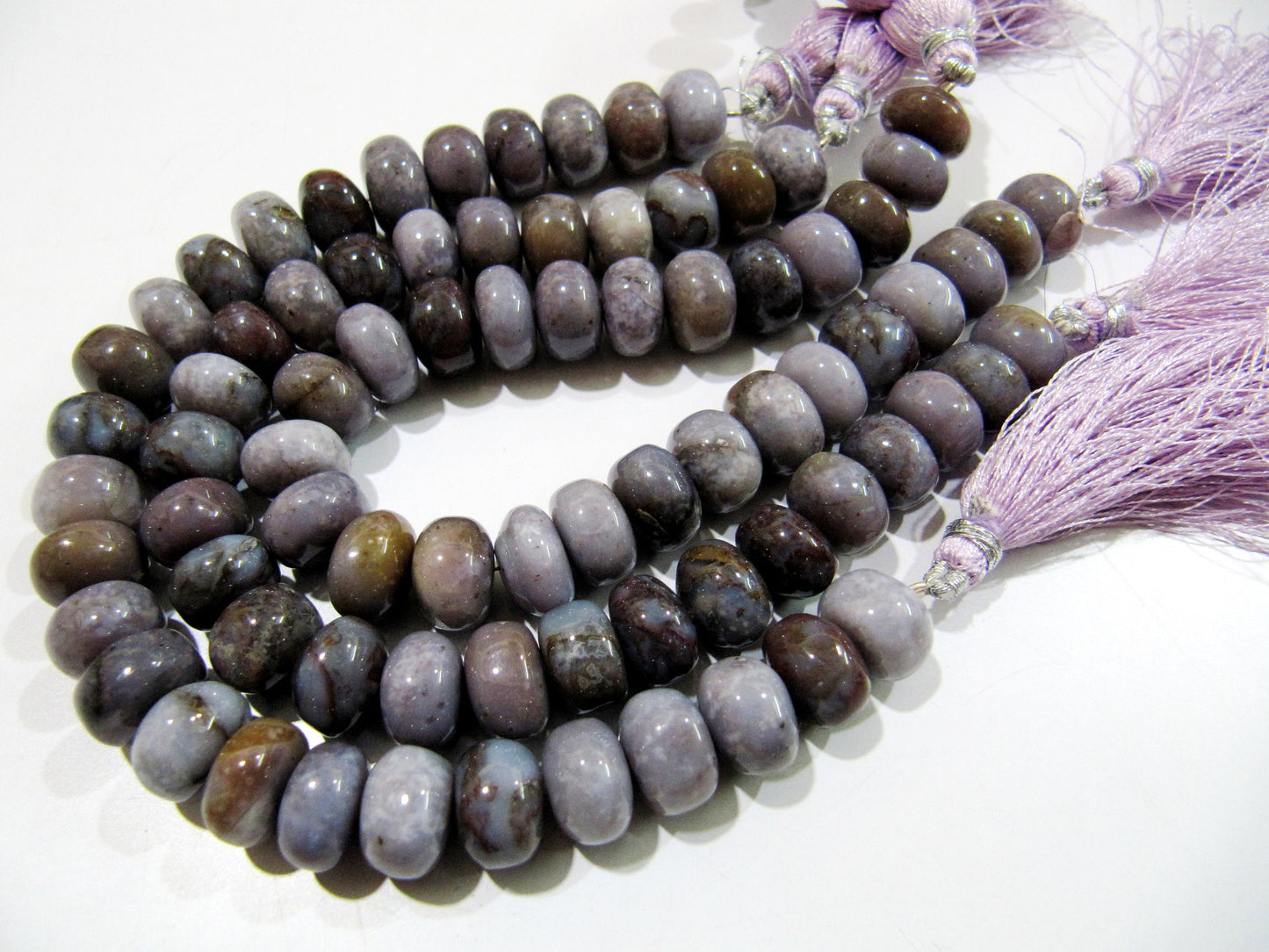 Natural Blood Agate Rondelle Smooth Beads / Purple Grey Agate Plain Beads / Natural Jade Beads Size 11-12mm Sold per Strand 8 inch long
