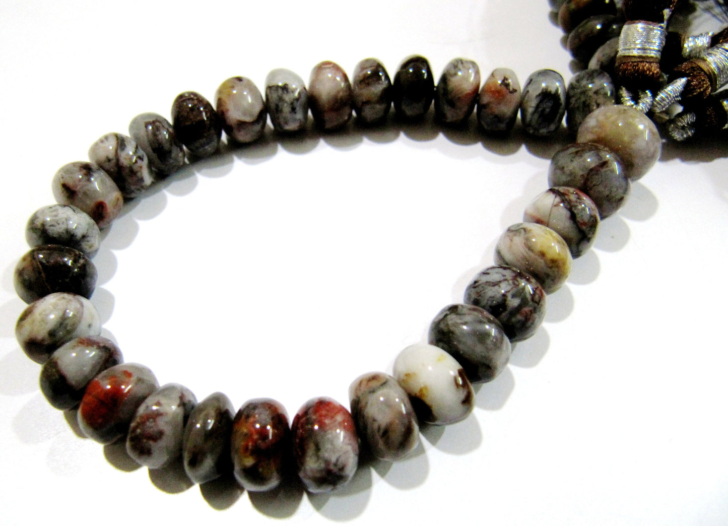 Natural Brown Shaded Blood Agate Plain Beads / Smooth Rondelle Brown Jade Beads Size 8-9mm Sold per Strand 8inch long Semi Precious Gemstone