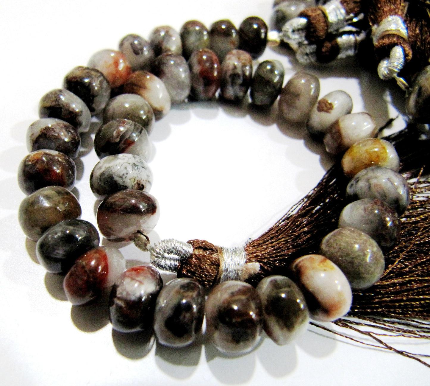 Natural Brown Shaded Blood Agate Plain Beads / Smooth Rondelle Brown Jade Beads Size 8-9mm Sold per Strand 8inch long Semi Precious Gemstone