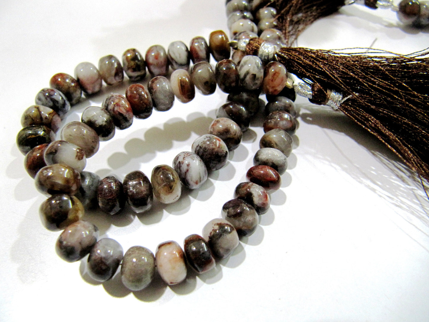 Natural Brown Shaded Blood Agate Plain Beads / Smooth Rondelle Brown Jade Beads Size 8-9mm Sold per Strand 8inch long Semi Precious Gemstone