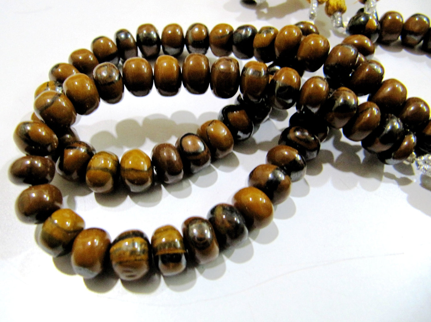 Extremely High Quality Natural Genuine Tiger Eye Plain Rondelle Beads / Smooth Rondelle Beads 8-9mm Size Sold per Strand 8 inch long