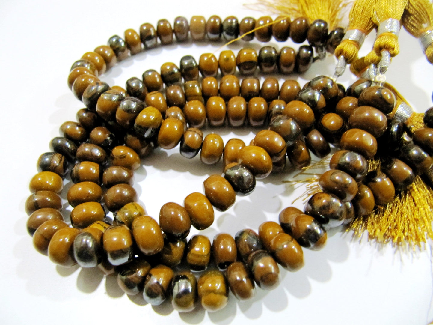 Extremely High Quality Natural Genuine Tiger Eye Plain Rondelle Beads / Smooth Rondelle Beads 8-9mm Size Sold per Strand 8 inch long