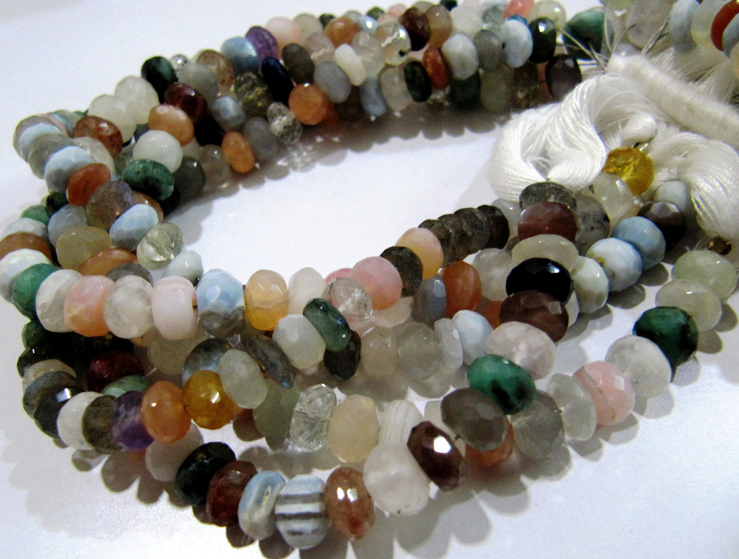 Multi Gemstones Rondelle Faceted Beads / Natural Multi color Beads / Size 7 to 10mm Strand 8 inch long Micro Faceted  Wholesale Rates
