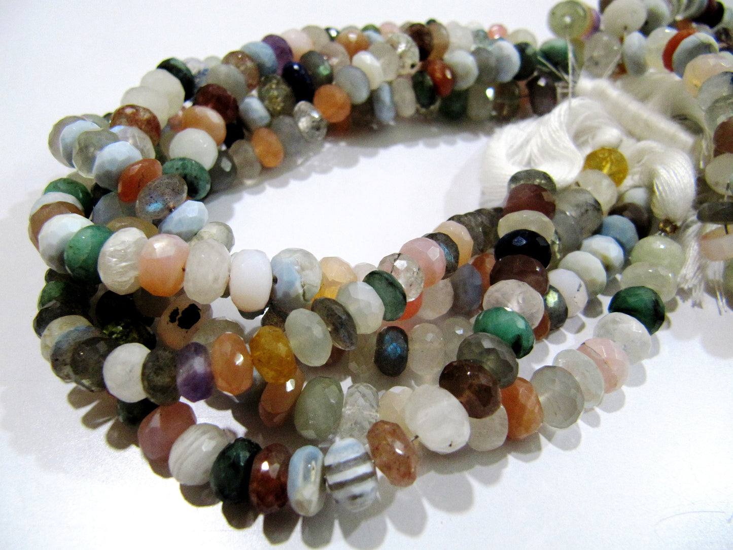 Multi Gemstones Rondelle Faceted Beads / Natural Multi color Beads / Size 7 to 10mm Strand 8 inch long Micro Faceted  Wholesale Rates