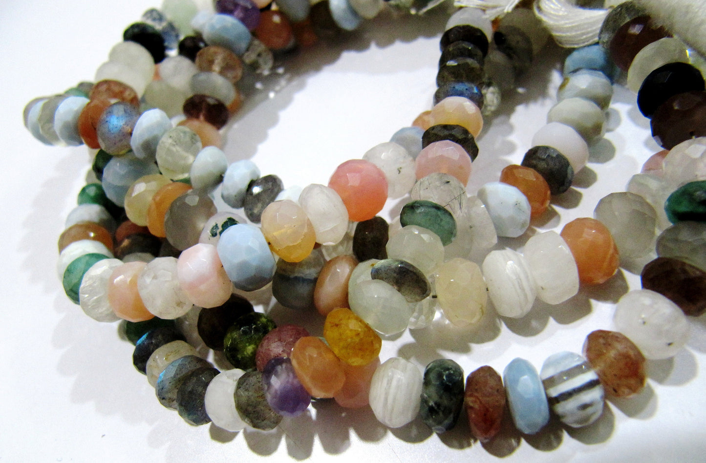 Multi Gemstones Rondelle Faceted Beads / Natural Multi color Beads / Size 7 to 10mm Strand 8 inch long Micro Faceted  Wholesale Rates