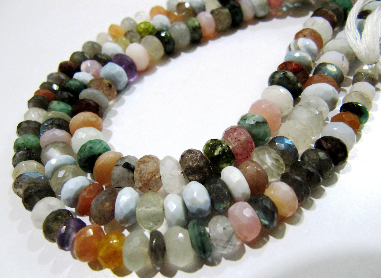Multi Gemstones Rondelle Faceted Beads / Natural Multi color Beads / Size 7 to 10mm Strand 8 inch long Micro Faceted  Wholesale Rates