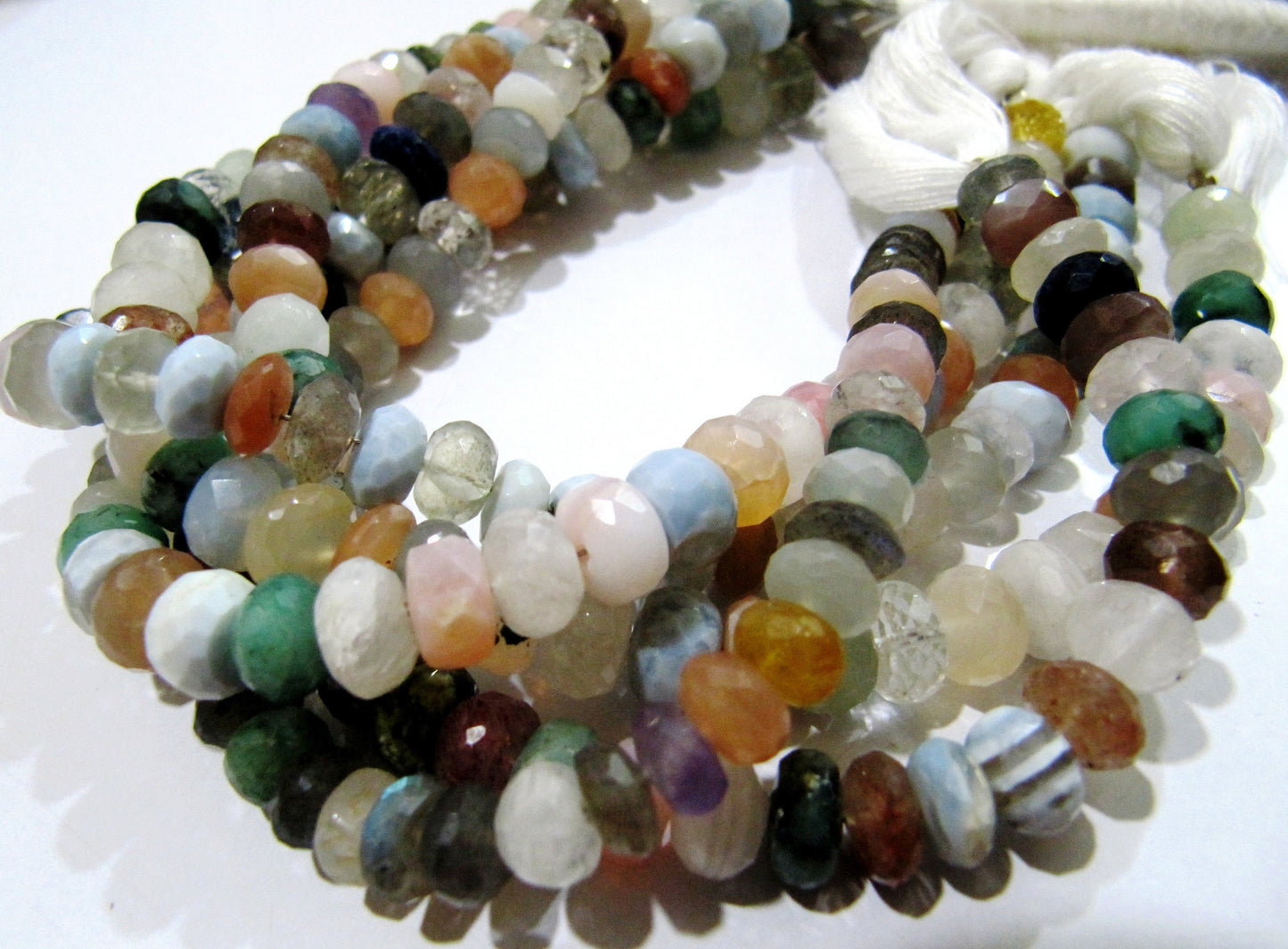 Multi Gemstones Rondelle Faceted Beads / Natural Multi color Beads / Size 7 to 10mm Strand 8 inch long Micro Faceted  Wholesale Rates