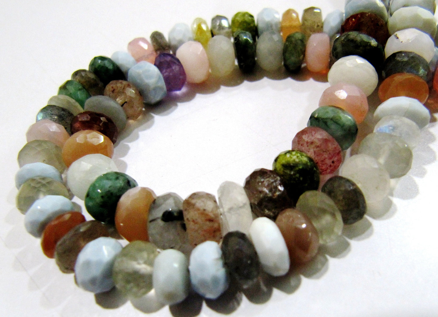 Multi Gemstones Rondelle Faceted Beads / Natural Multi color Beads / Size 7 to 10mm Strand 8 inch long Micro Faceted  Wholesale Rates