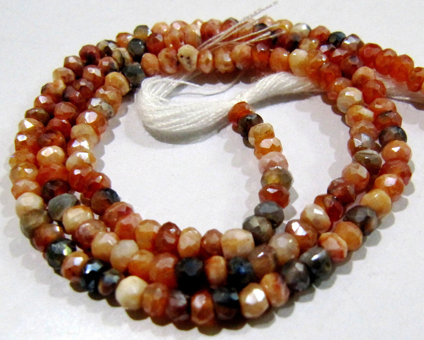Top Quality Natural Mystic Coated Carnelian Beads , AB Coated , Multi Carnelian Beads , Rondelle Faceted 3-4mm Size Beads , Length 13 inches