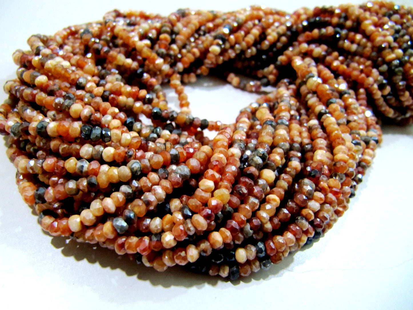 Top Quality Natural Mystic Coated Carnelian Beads , AB Coated , Multi Carnelian Beads , Rondelle Faceted 3-4mm Size Beads , Length 13 inches