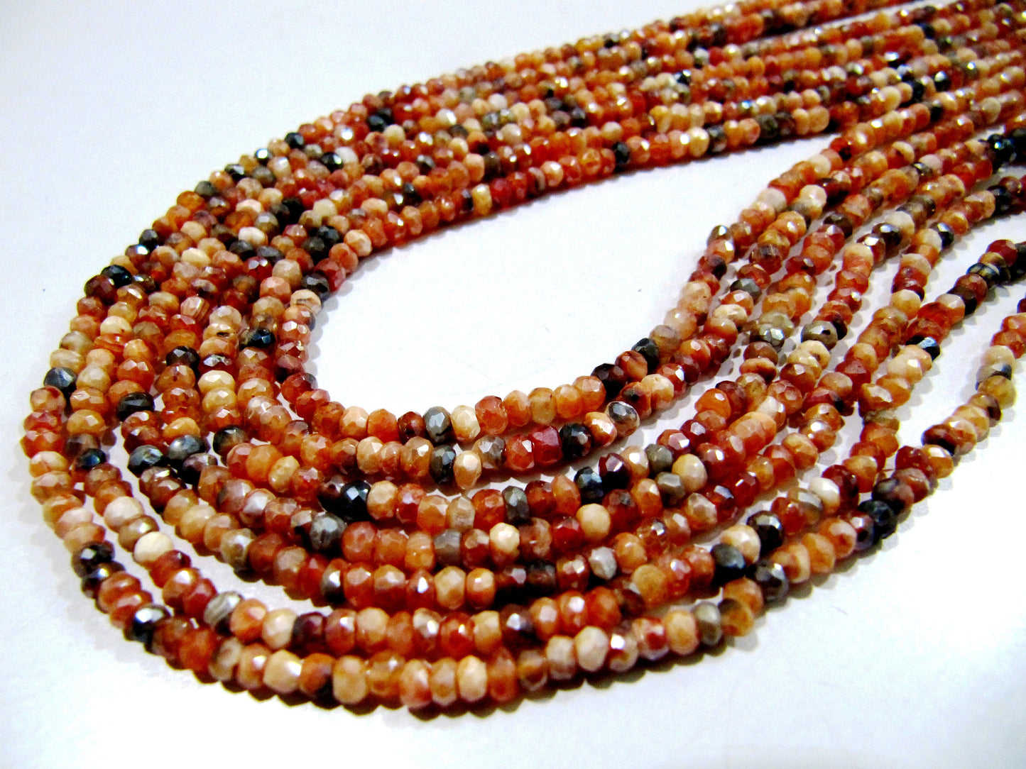 Top Quality Natural Mystic Coated Carnelian Beads , AB Coated , Multi Carnelian Beads , Rondelle Faceted 3-4mm Size Beads , Length 13 inches