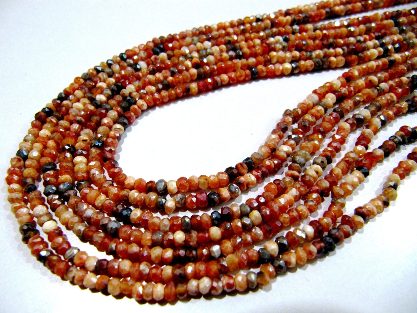 Top Quality Natural Mystic Coated Carnelian Beads , AB Coated , Multi Carnelian Beads , Rondelle Faceted 3-4mm Size Beads , Length 13 inches