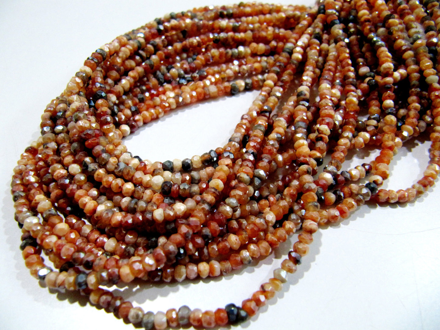 Top Quality Natural Mystic Coated Carnelian Beads , AB Coated , Multi Carnelian Beads , Rondelle Faceted 3-4mm Size Beads , Length 13 inches