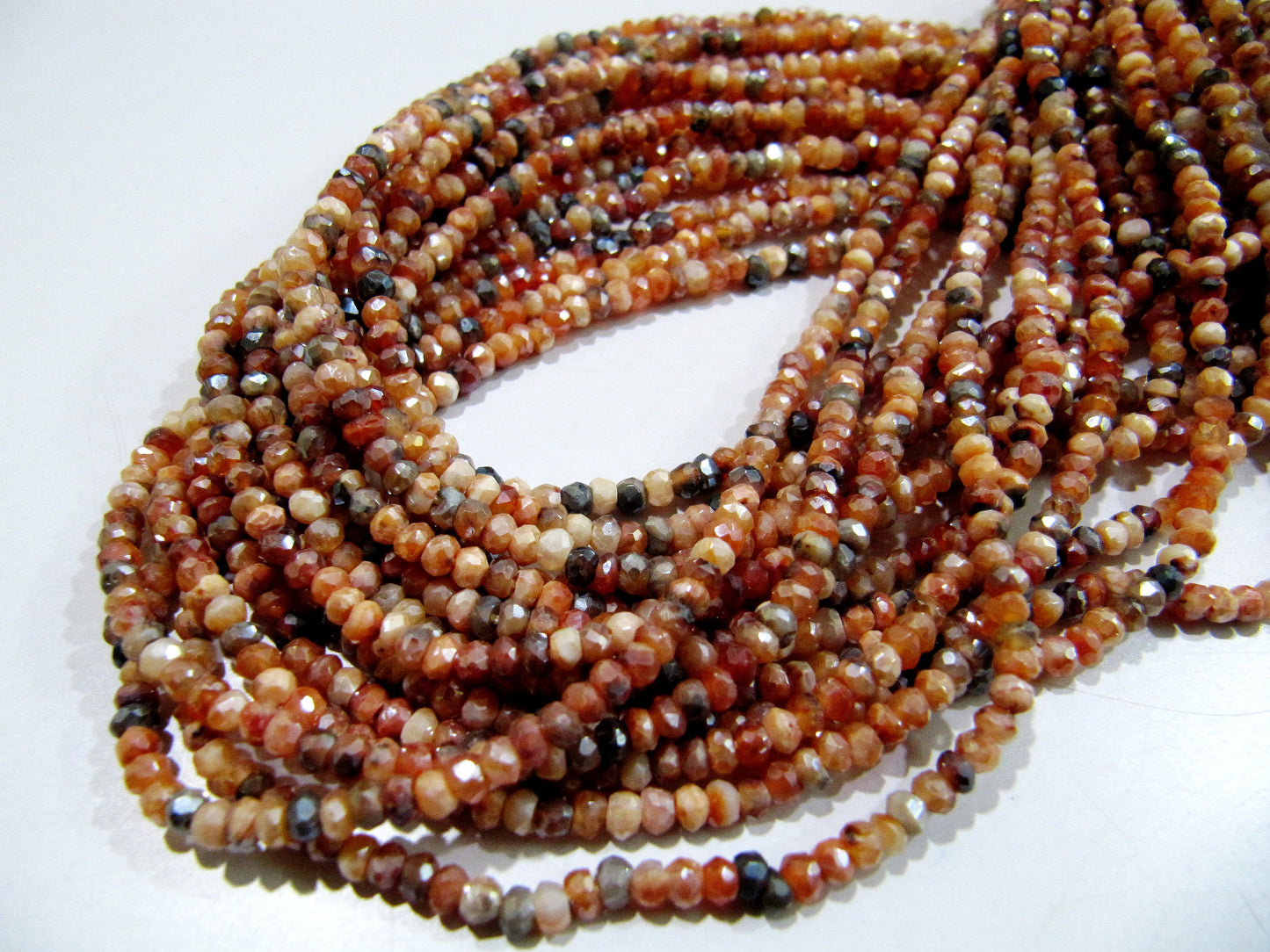 Top Quality Natural Mystic Coated Carnelian Beads , AB Coated , Multi Carnelian Beads , Rondelle Faceted 3-4mm Size Beads , Length 13 inches
