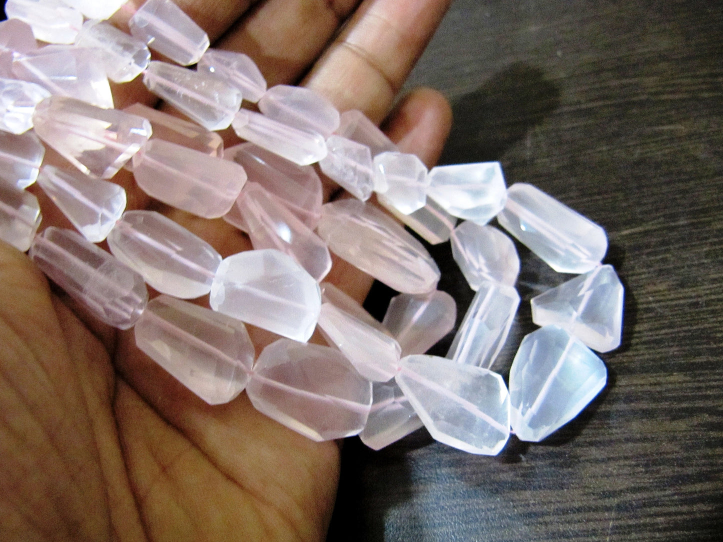 AAA Quality Natural Rose Quartz Nugget beads, Laser Cut Tumbled Beads Size 8x10mm to 16x22mm-Graduted Strand 8 inches Long