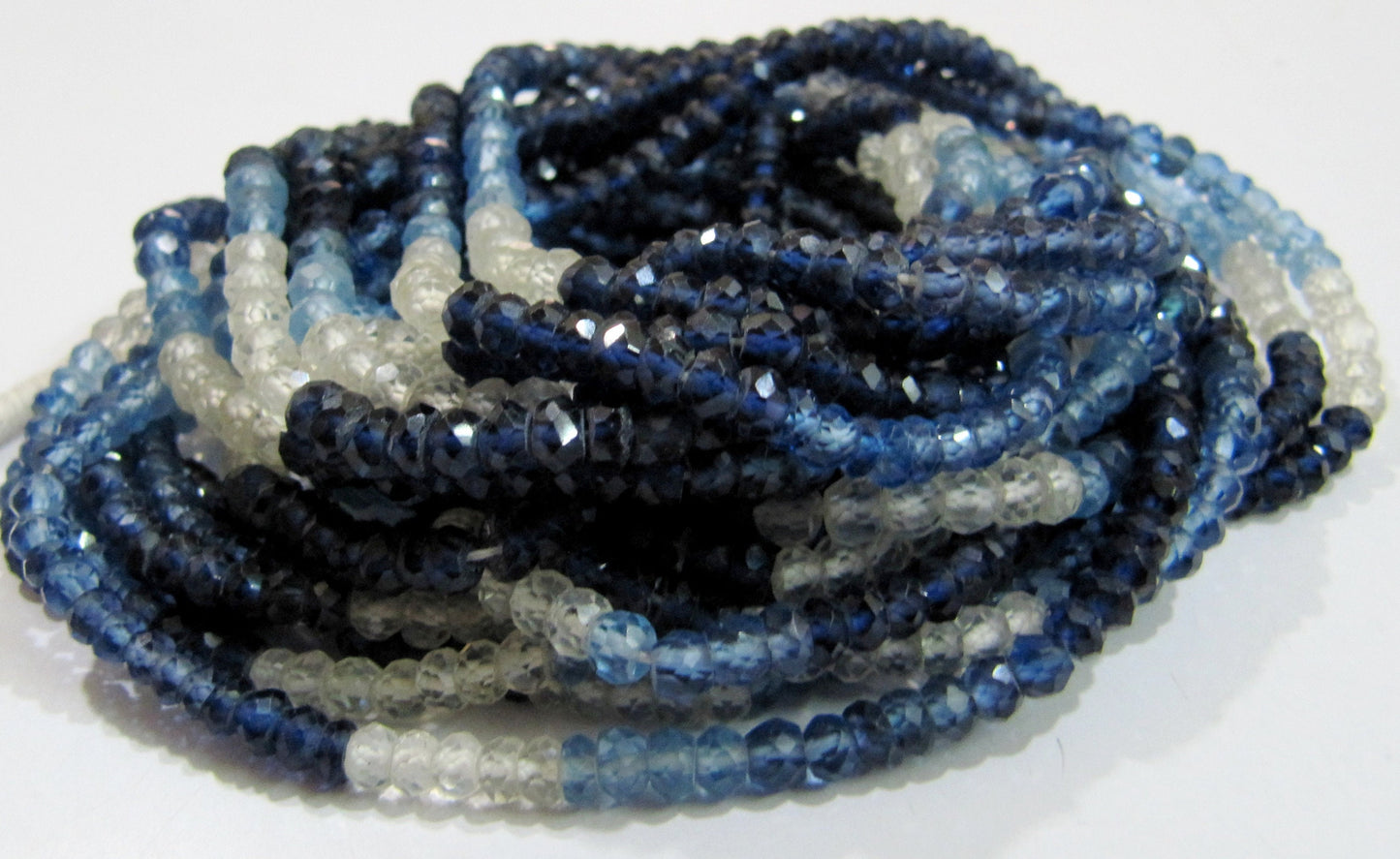 Exclusive  Blue Sapphire Shaded Beads 4 to 5mm, Lab created Sapphire Beads Strand  13 inch Long, Rondell faceted beads