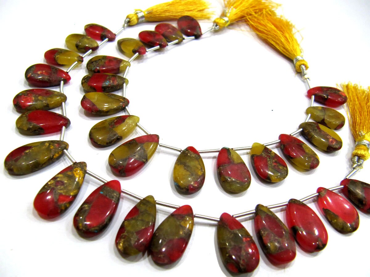 Multi Oyster Copper Turquoise Pear Shape Smooth Plain Size 10x16 To 12x20mm Multi Color shaded Beads Strand 8 inches Long Sold Per Strand