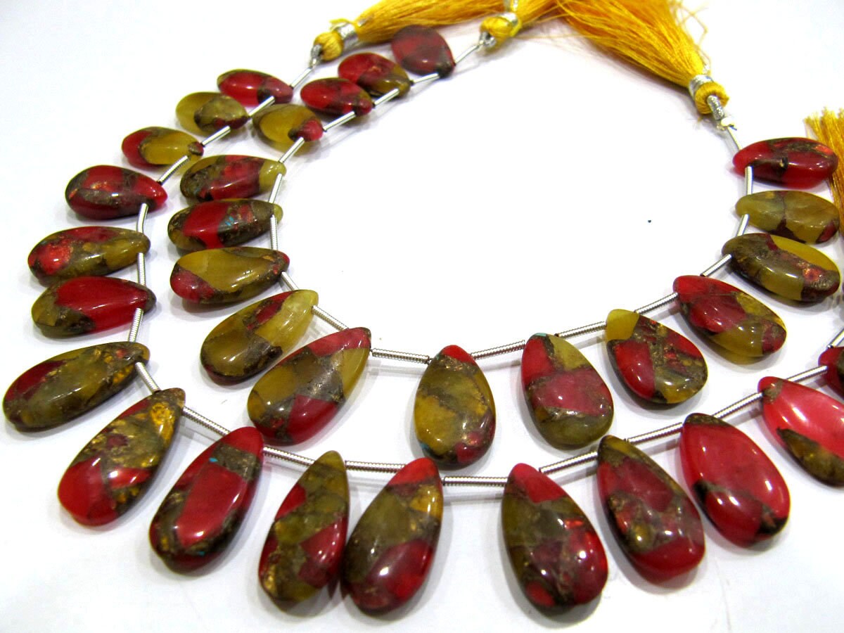 Multi Oyster Copper Turquoise Pear Shape Smooth Plain Size 10x16 To 12x20mm Multi Color shaded Beads Strand 8 inches Long Sold Per Strand