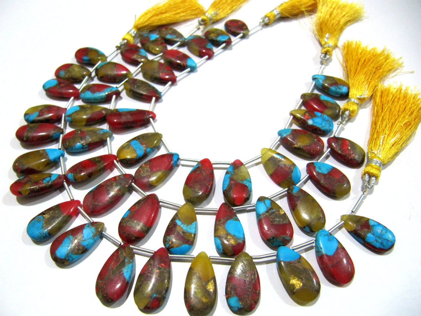 Multi Oyster Copper Turquoise Pear Shape Smooth Plain Size 10x16 To 12x20mm Multi Color shaded Beads Strand 8 inches Long Sold Per Strand