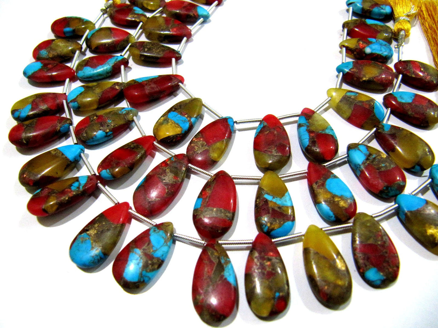 Multi Oyster Copper Turquoise Pear Shape Smooth Plain Size 10x16 To 12x20mm Multi Color shaded Beads Strand 8 inches Long Sold Per Strand