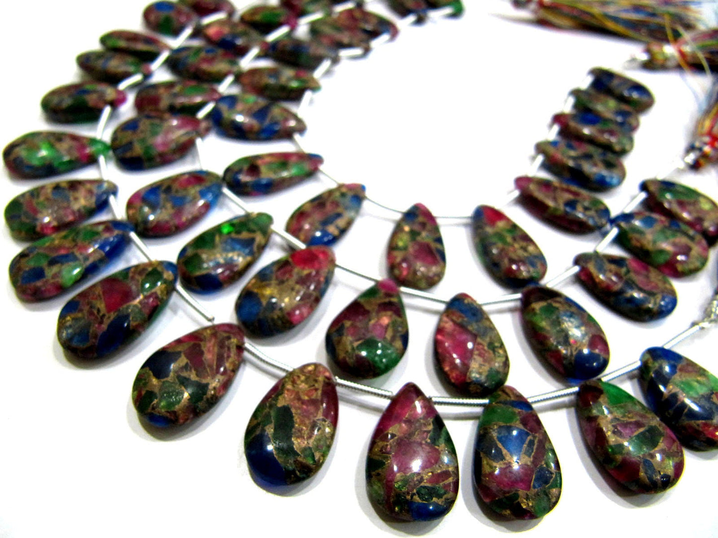 Multi Oyster Copper Turquoise Pear Shape Smooth Plain Size 10x16 To 12x20mm Multi Color shaded Beads Strand 8 inches Long Sold Per Strand