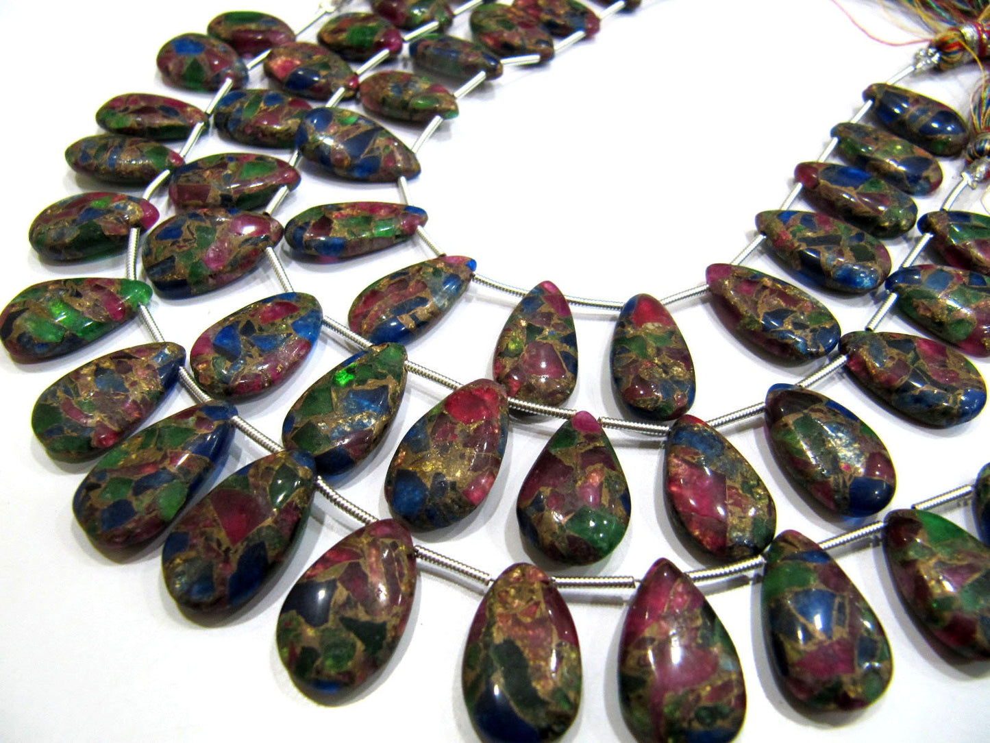 Multi Oyster Copper Turquoise Pear Shape Smooth Plain Size 10x16 To 12x20mm Multi Color shaded Beads Strand 8 inches Long Sold Per Strand