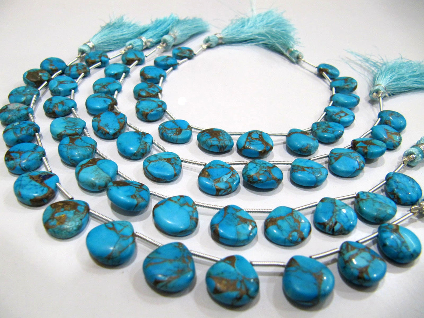 Sky Blue Oyster Turquoise Heart Shape Smooth Plain Size 12mm Sky Blue Color shaded Beads Strand 8 inch Long Sold Per Strand Wholesale Price