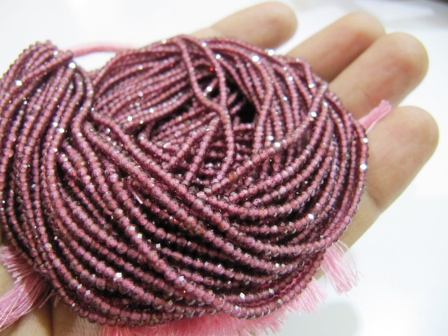 Natural Garnet Rondelle Faceted 2mm Beads, Semi Precious Beads Micro faceted Strands 13 to 14 inches Long Sold in WHOLESALE price
