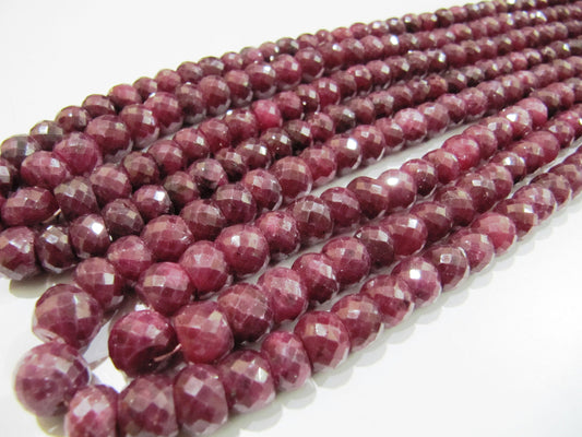 Big Size Ruby Beads 10 Pieces, Rondelle Micro Faceted Sizes available 5to 6mm and 7 to 10mm, Precious Corundum Ruby in Wholesale Rates