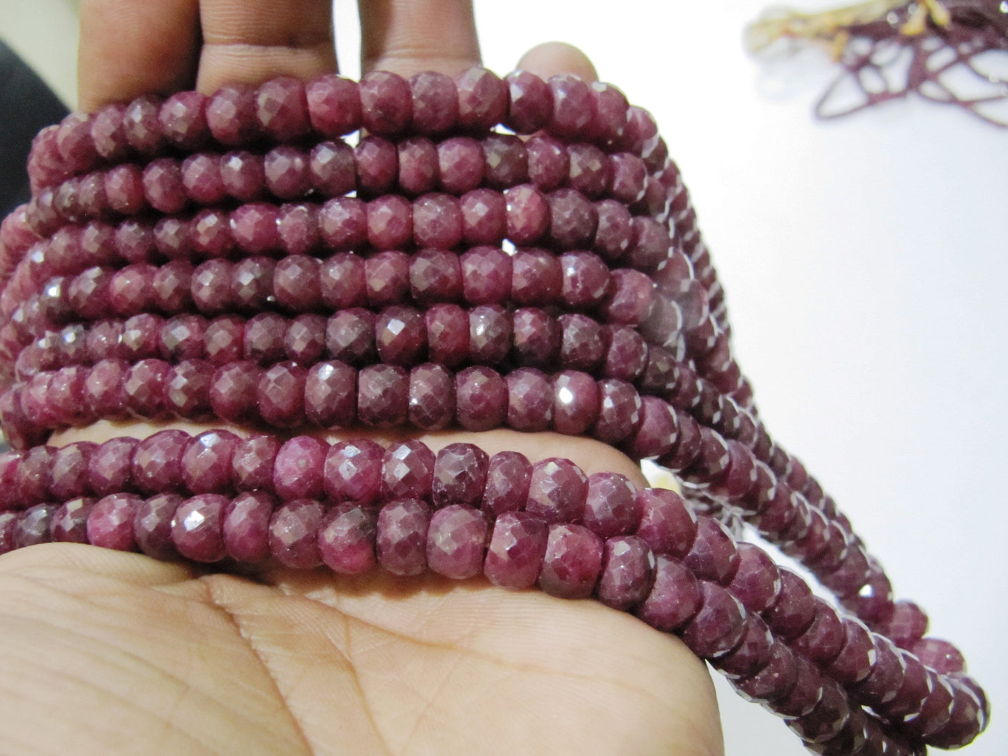 Big Size Ruby Beads 10 Pieces, Rondelle Micro Faceted Sizes available 5to 6mm and 7 to 10mm, Precious Corundum Ruby in Wholesale Rates