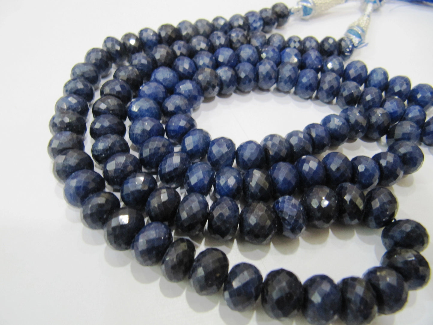 Pack of 10 Loose Beads of Blue Sapphire / Big Size Rondelle Faceted Beads Size 7mm to 11mm Precious Stone Beads in Wholesale Rates