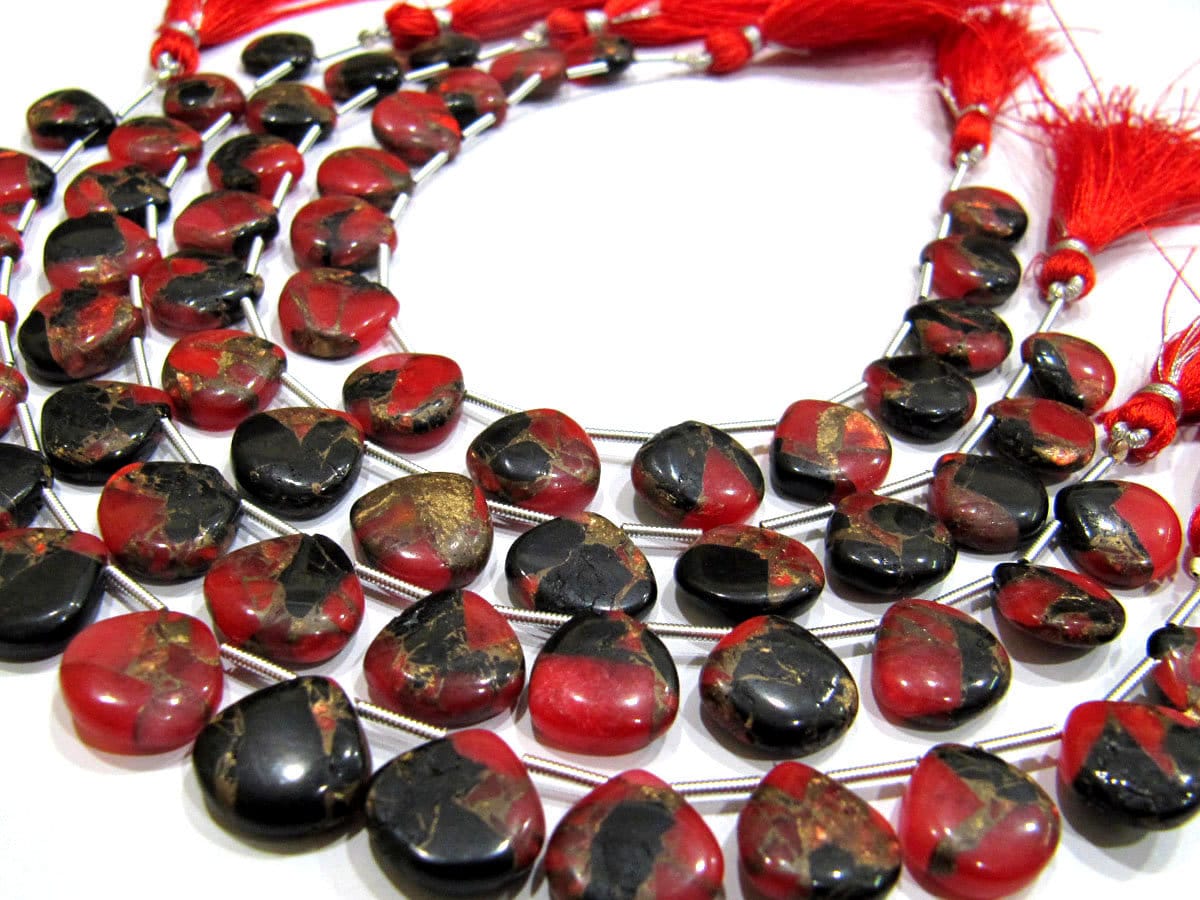 Natural Oyster Turquoise Heart Shape Smooth Plain 12mm Red Color Copper Turquoise Beads Strand 8 inch Long Sold Per Strand Wholesale Price