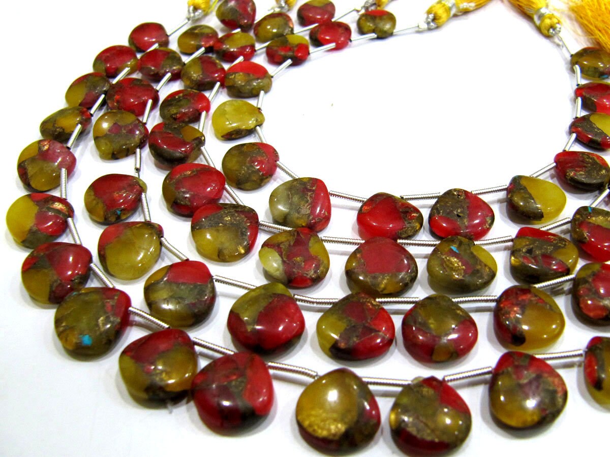 Natural Oyster Turquoise Heart Shape Smooth Plain 12mm Multi Color Copper Turquoise Beads Strand 8 inch Long Sold Per Strand Wholesale Price