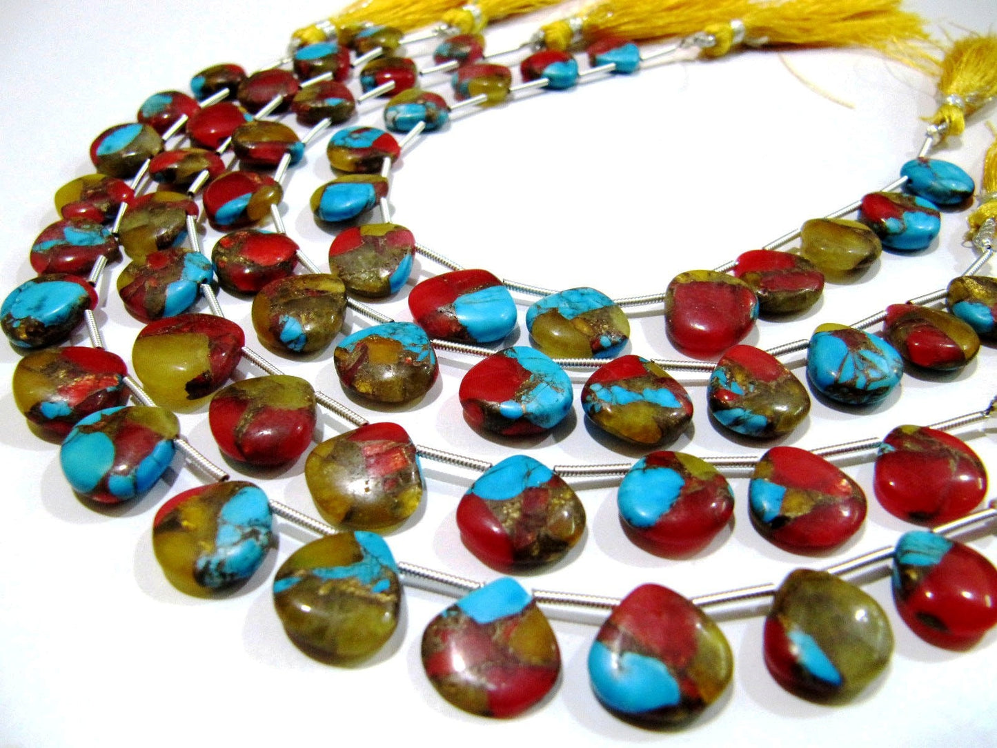 Natural Oyster Turquoise Heart Shape Smooth Plain Size 12mm Multi Color Gemstone Beads Strand 8 inch Long Sold Per Strand Wholesale Price