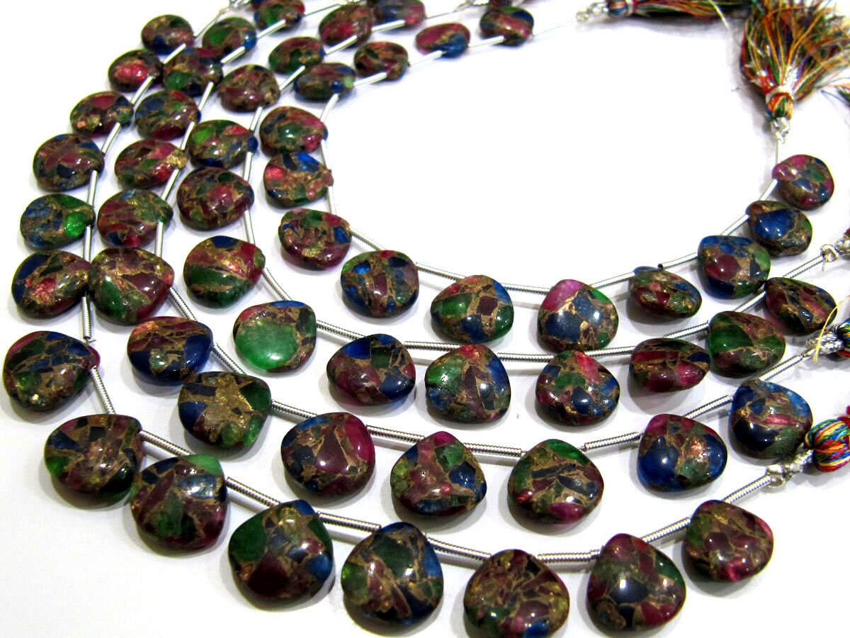 Multi Color Oyster Turquoise Heart Shape Smooth Plain Size 12mm Multi Color shaded Beads Strand 8 inch Long Sold Per Strand Wholesale Price