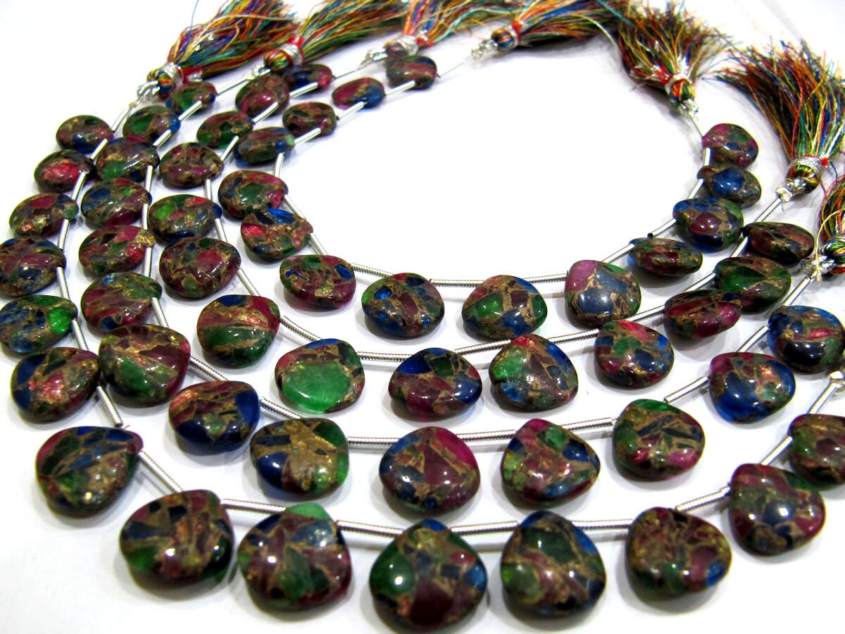 Multi Color Oyster Turquoise Heart Shape Smooth Plain Size 12mm Multi Color shaded Beads Strand 8 inch Long Sold Per Strand Wholesale Price