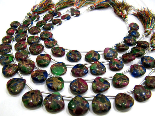 Multi Color Oyster Turquoise Heart Shape Smooth Plain Size 12mm Multi Color shaded Beads Strand 8 inch Long Sold Per Strand Wholesale Price