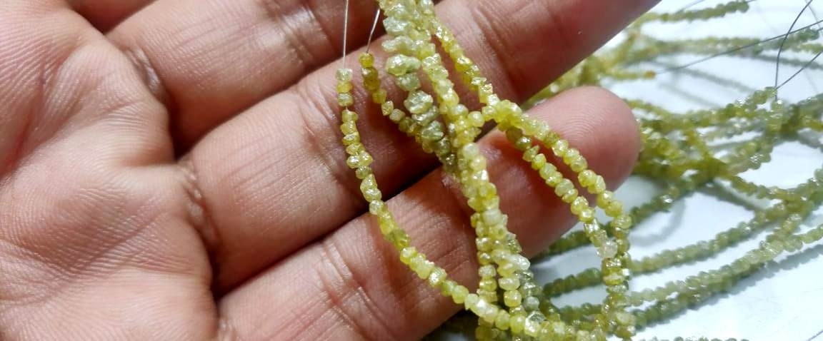 Natural Yellow Diamond Beads Size 2-3 mm Rondelle Faceted Strand 15 inches Long Wholesale Prices Jewelry Making Gemstone Beads
