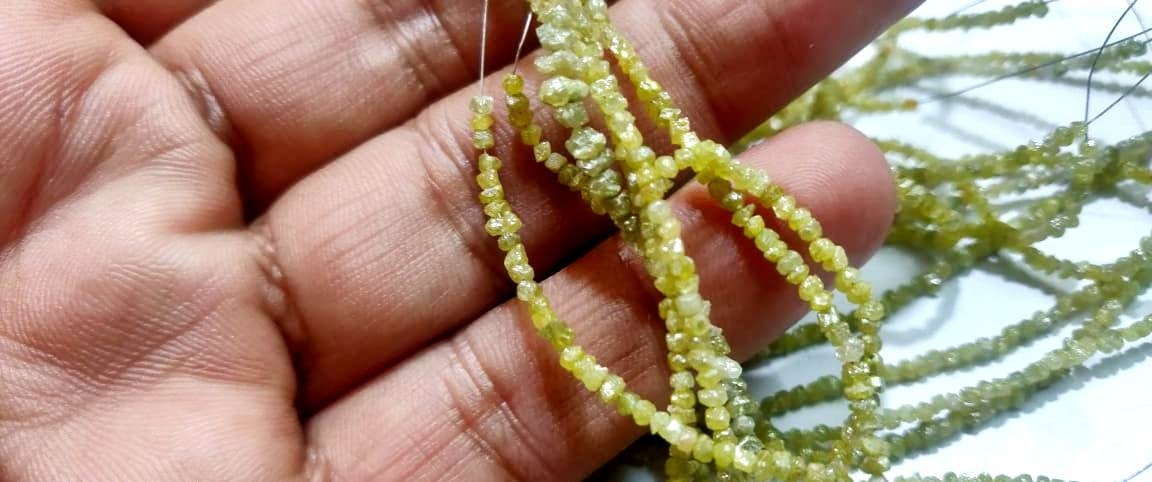 Natural Yellow Diamond Beads Size 2-3 mm Rondelle Faceted Strand 15 inches Long Wholesale Prices Jewelry Making Gemstone Beads
