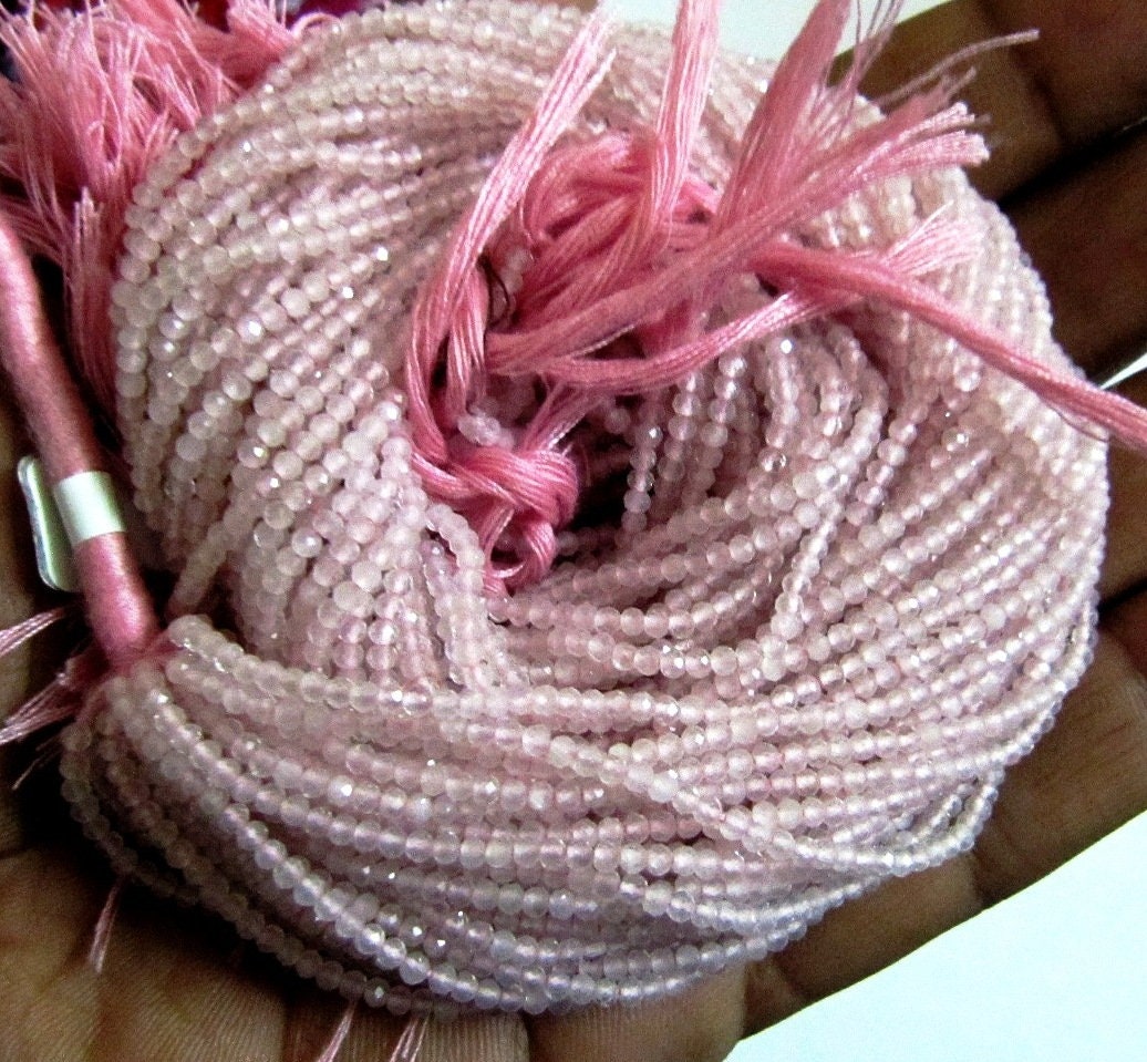 Natural Rose Quartz beads Size 2mm Strand 13 inch long Micro Faceted Genuine Rondelle Beads Sold Per Strand Jewelry Making Beads
