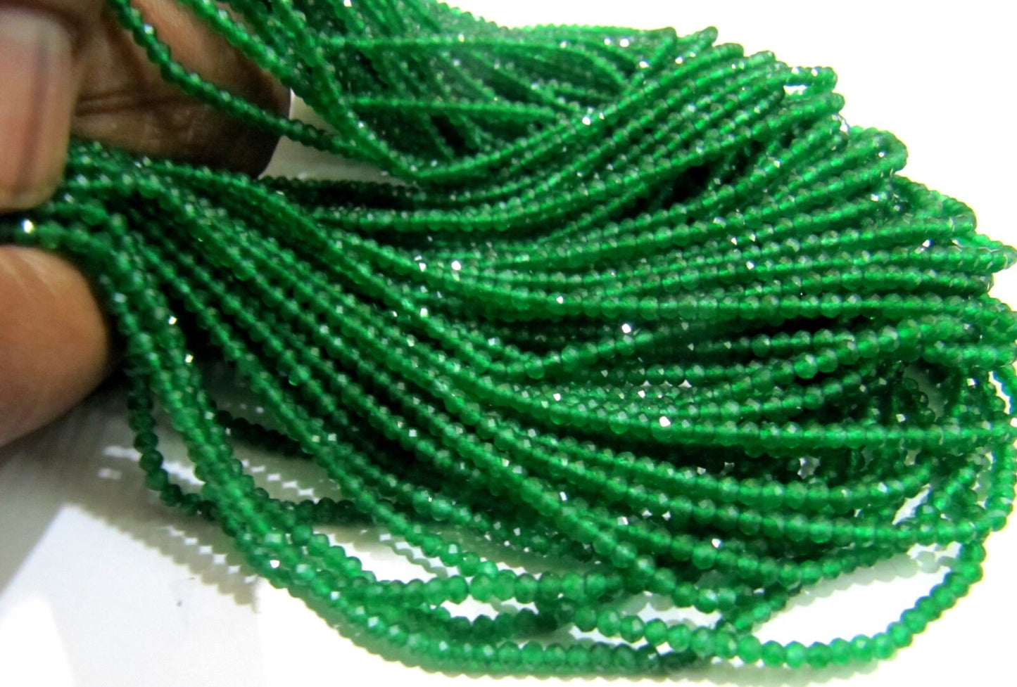 Natural Green Onxy beads Size 2-2.5mm Strand 13 inch long Micro Faceted Genuine Gemstone Rondelle Beads Sold Per Strand Jewelry Making Beads