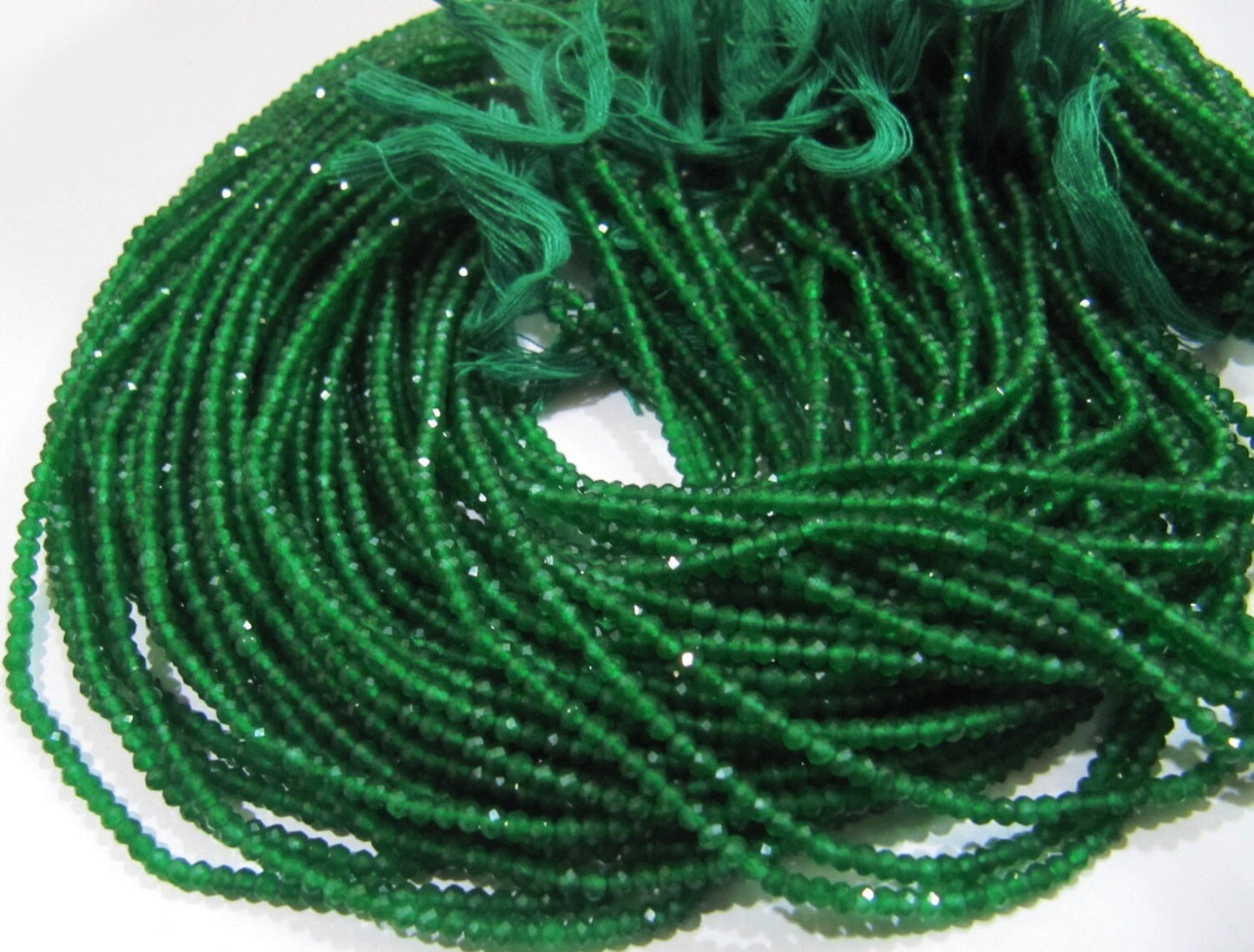 Natural Green Onxy beads Size 2-2.5mm Strand 13 inch long Micro Faceted Genuine Gemstone Rondelle Beads Sold Per Strand Jewelry Making Beads