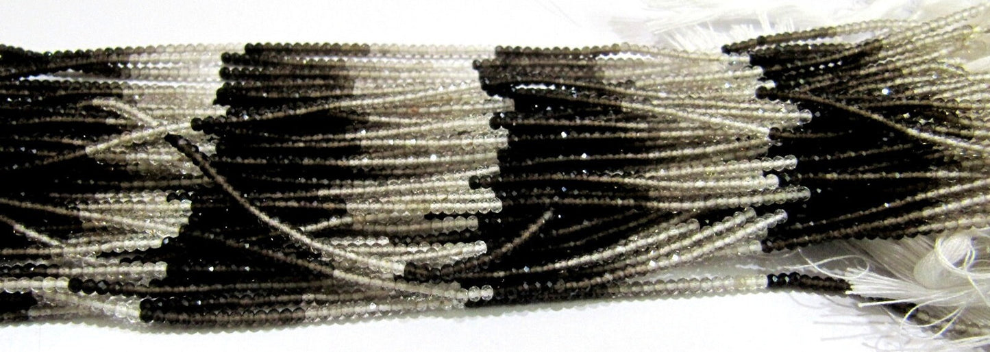 Natural Smoky Quartz Shaded beads Size 2mm Strand 13 inch long Micro Faceted Genuine Rondelle Beads Sold Per Strand Jewelry Making Beads