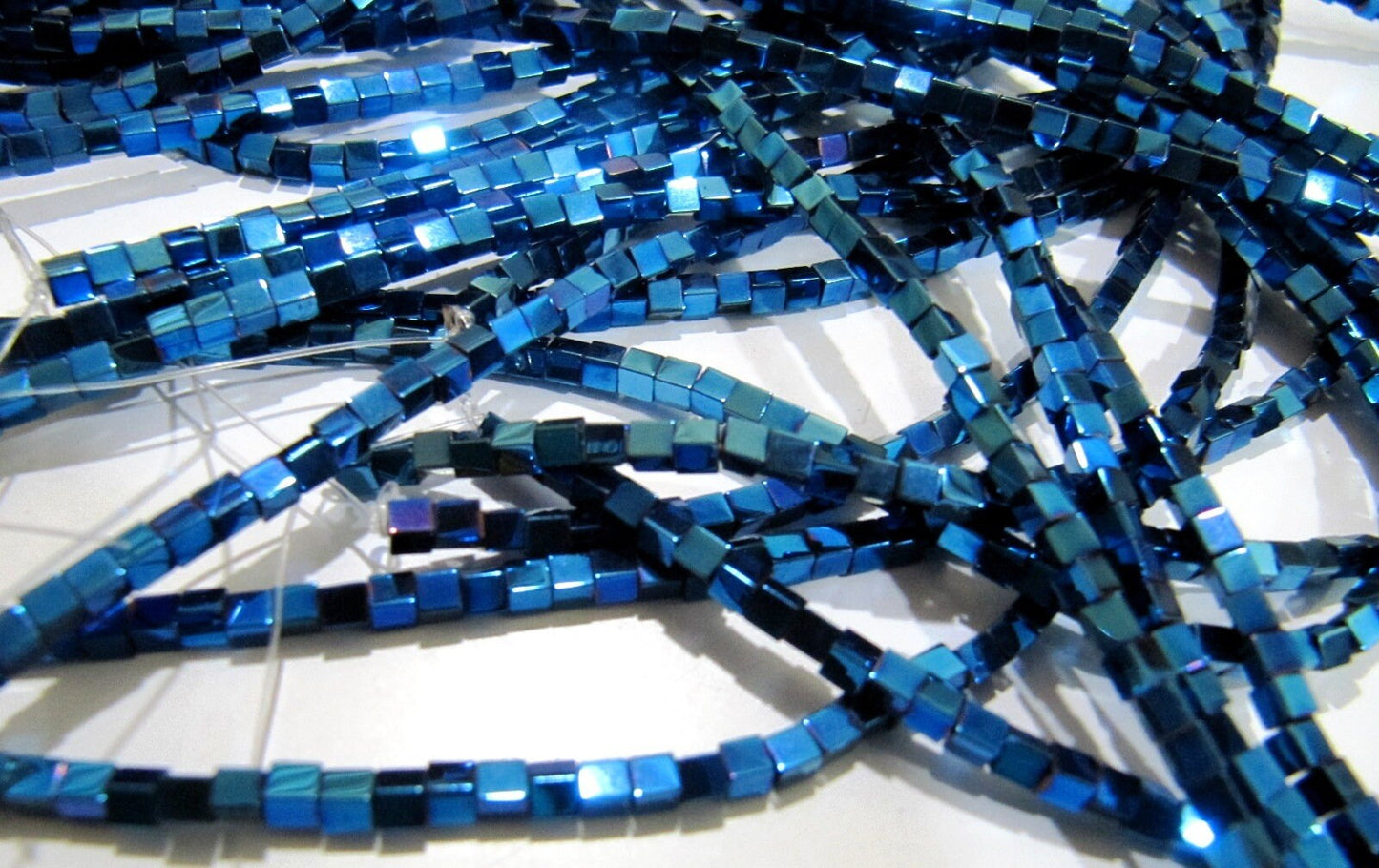 AAA Quality Royal Blue Color Hematite Cube Beads  Box Shape Hematite Beads 2mm Size Strand 15-16 inch long Wholesale Prices
